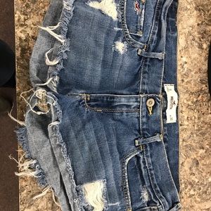 Holister short jean shorts with fringes